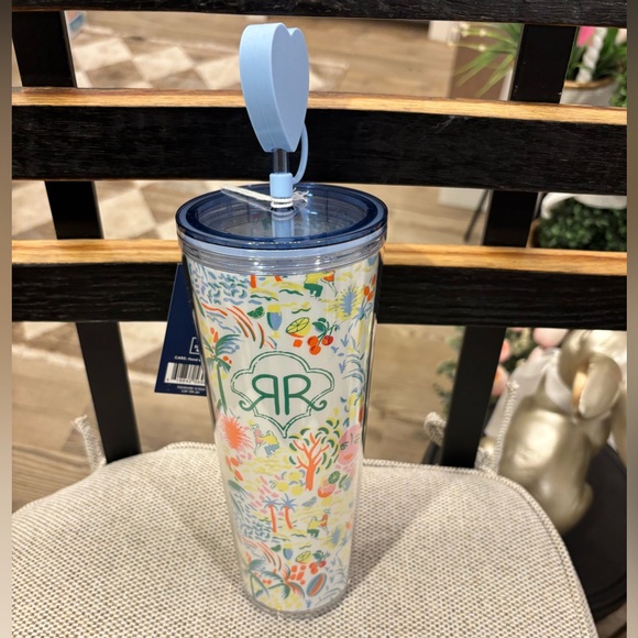 Roller Rabbit Multicolor Tumbler with Blue Heart Straw Limited Edition- NWT - Picture 5 of 12